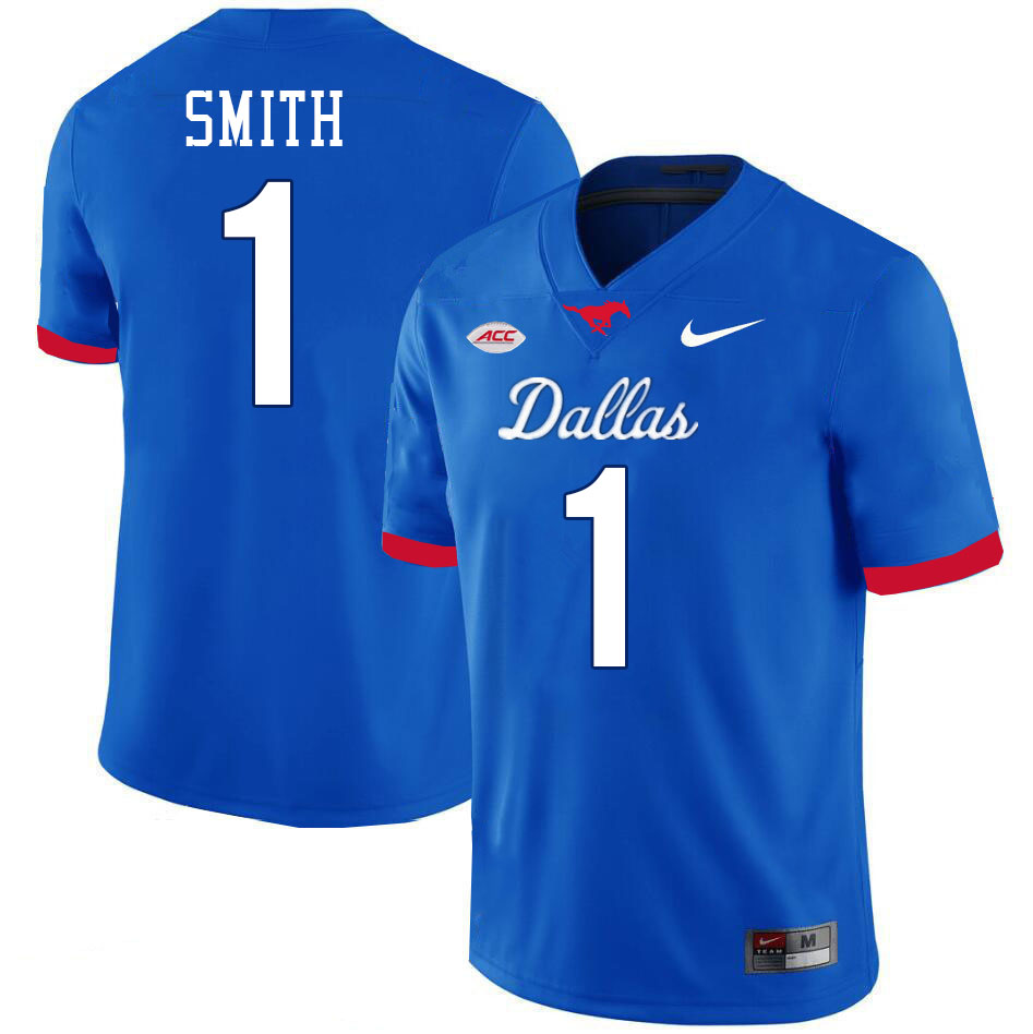 SMU Mustangs #1 Brashard Smith Jersey College Football Uniforms-Dallas Royal